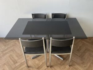 Amazing Vintage Smoked Glass Dining Table & 4 Matching Dining Chairs