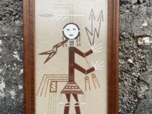Vintage Rare Framed Native American Navajo Sand Painting Art Lightening Boy