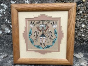 Vintage Rare Framed Native American Navajo Sand Painting Art