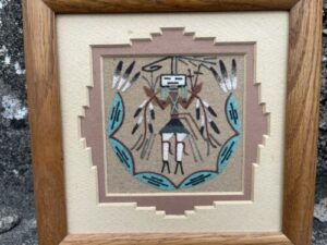 Vintage Rare Framed Native American Navajo Sand Painting Art