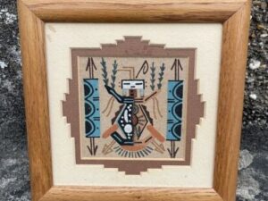 Vintage Rare Framed Native American Navajo Sand Painting Art #2