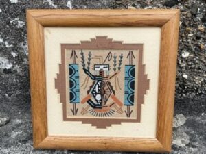 Vintage Rare Framed Native American Navajo Sand Painting Art #2