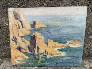 Denton Hawley Original Signed Seascape Oil on Board Painting Art Work