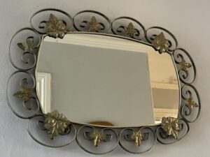 Vintage Metal Wrought Iron Leaf Framed Wall Mirror