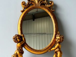 Antique Vintage Beautiful Gold Cherub Large Wall Mirror Totally Unique