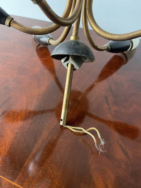 Vintage Italian Ceiling Light Lamp Fitting 5 Armed Brass And Black Sputnik Style - Image 3