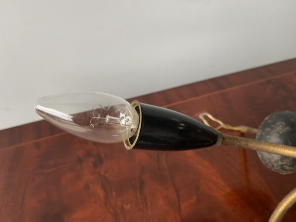 Vintage Italian Ceiling Light Lamp Fitting 5 Armed Brass And Black Sputnik Style - Image 4
