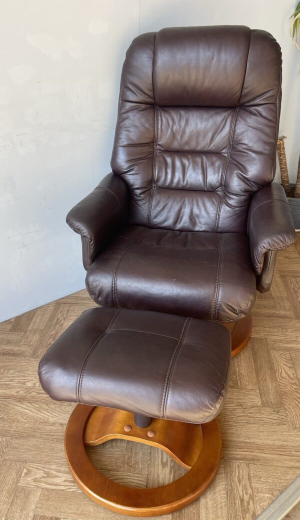 Stressless Style Vintage Reclining Armchair With Footstool - Image 2