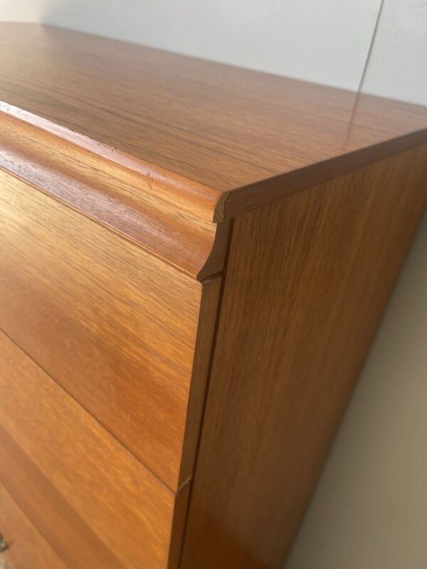 Vintage Mid Century Large Teak Chest Of 5 Drawers - Image 3