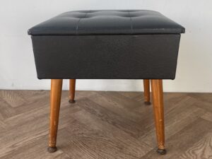 Vintage Black and Red Sewing Crafts Storage Box Stool