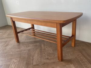 Vintage Large Teak Coffee Table with Shelf