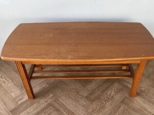 Vintage Large Teak Coffee Table with Shelf