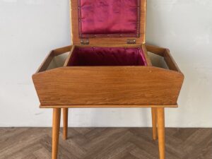Vintage MCM Teak Wooden Large Sewing Crafts Storage Box