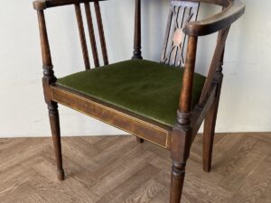 Edwardian Antique Vintage Inlaid Tub Lounge Chair Armchair