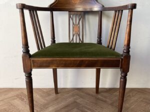Edwardian Antique Vintage Inlaid Tub Lounge Chair Armchair