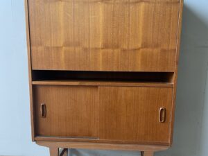 Mid Century Modern Vintage Retro Teak Writing Bureau Desk Cabinet