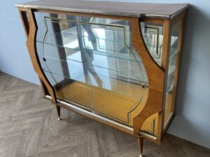 Mid Century Modern Vintage Retro Glass Display Drinks Cabinet